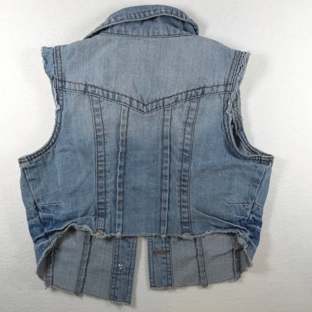 Highway Jeans Womens Light Wash Cropped Denim Vest Raw Hem MD7483HJMJ Small